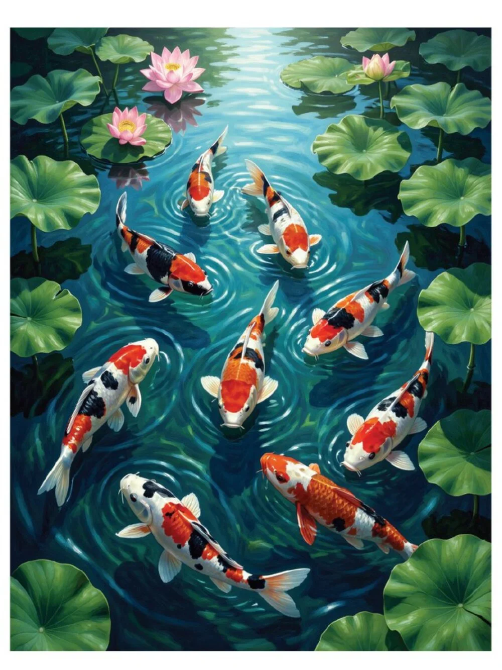 Koi Fish Pond Feng Shui Luck Colorful Home Decor Wall Art Photo Print 8.5x11in